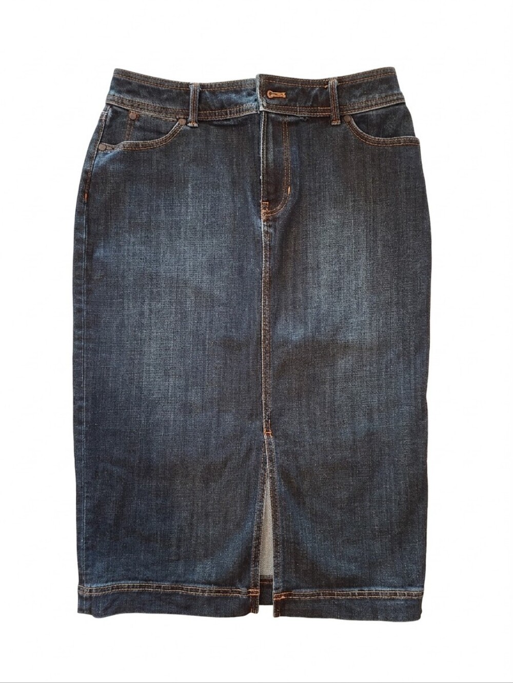 Talbots Petites Dark Blue Denim Straight Pensil Skirt Size 8P